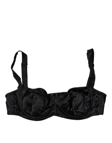 Black Silk Semi-Pad Balconette Bra Underwear