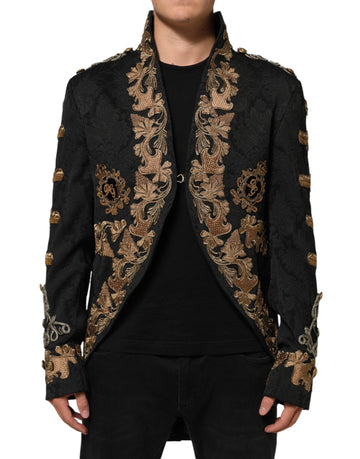 Black Brocade Embroidery Men Coat Jacket