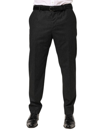 Black Cotton Mid Waist Dress Trouser Pants