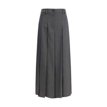 Gray Polyester Long Skirt