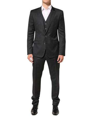 Black MARTINI 2 Buttons Suit 3 Piece Suit