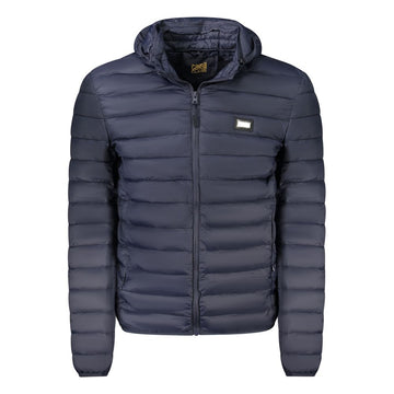 Blue Polyester Men Jacket