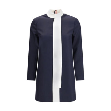 Blue Fleece Wool Casual Dress