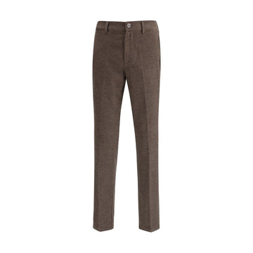 Brown Cotton Casual Pants