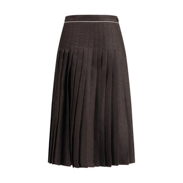 Brown Silk Midi Skirt