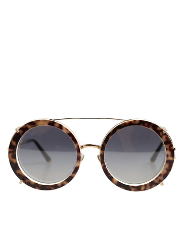 DG2198 Brown Leopard Print Gradient Round Sunglasses