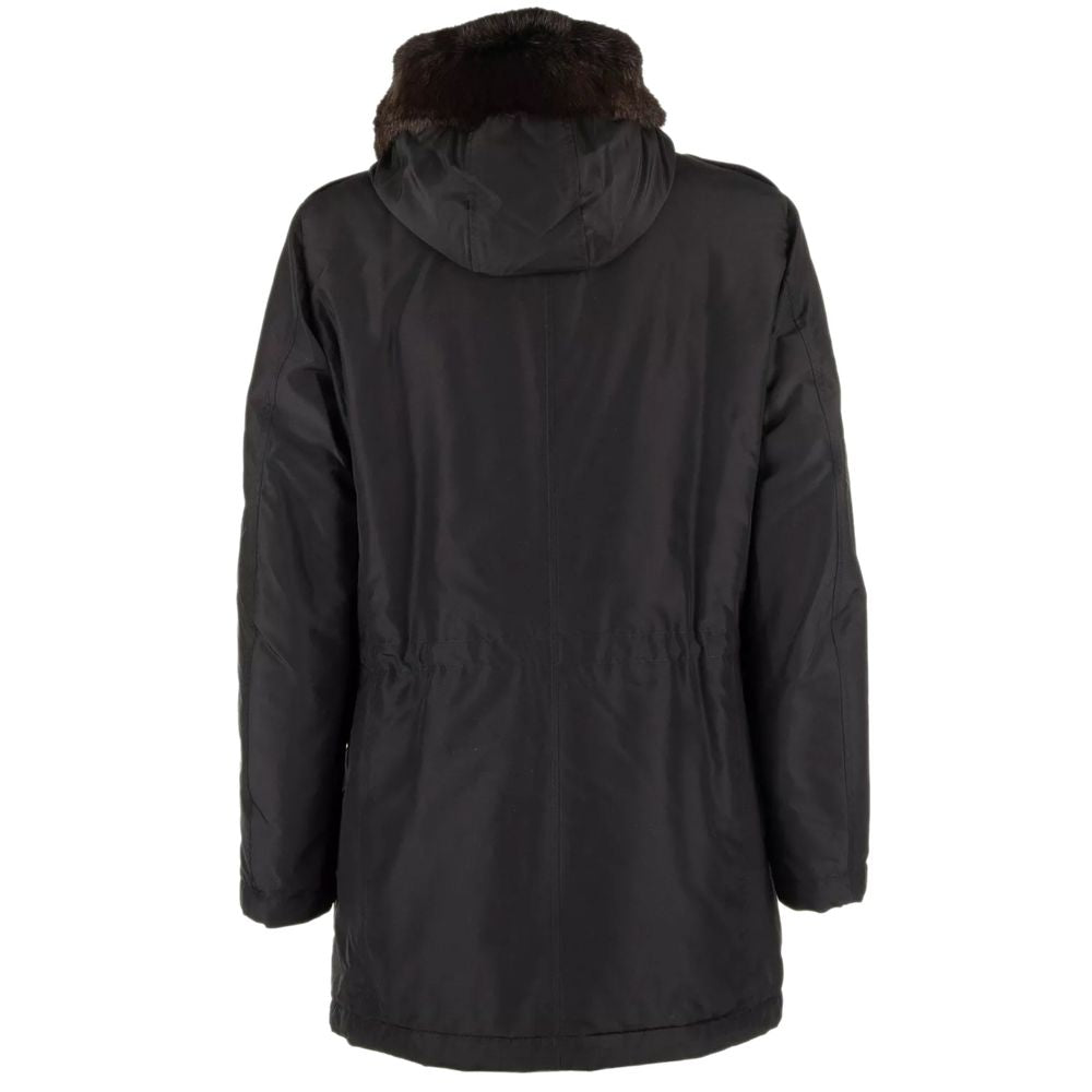 Black Silk Men Parka