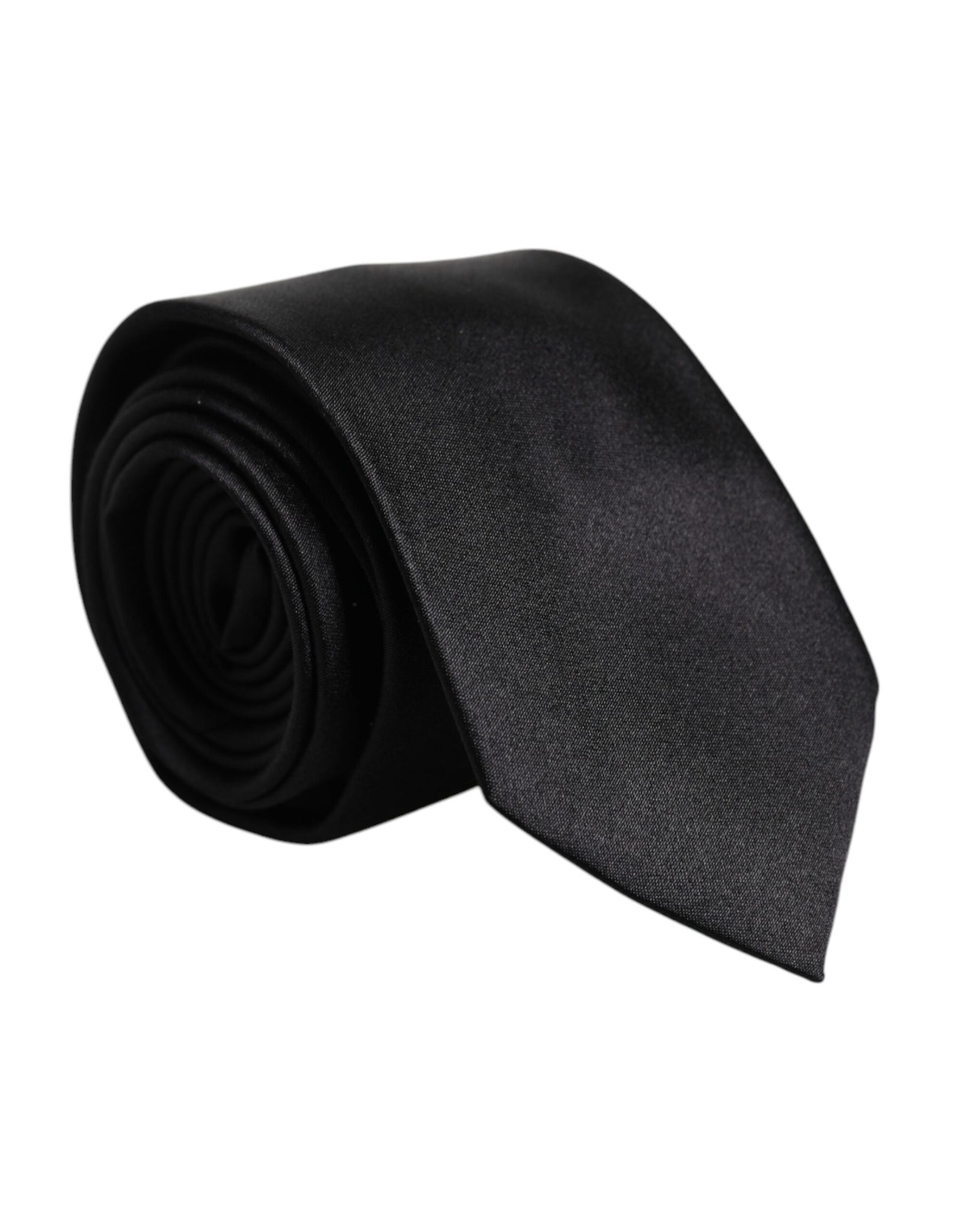 Men Black Solid Silk Adjustable Necktie Accessory Tie