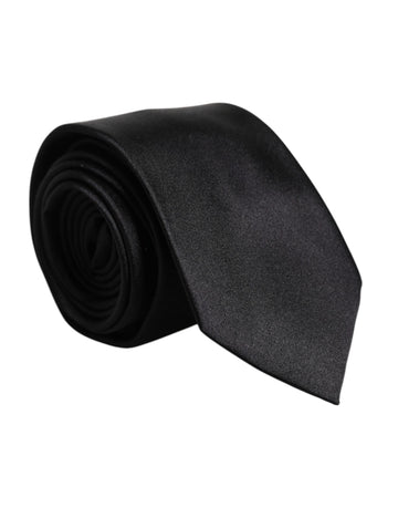 Men Black Solid Silk Adjustable Necktie Accessory Tie