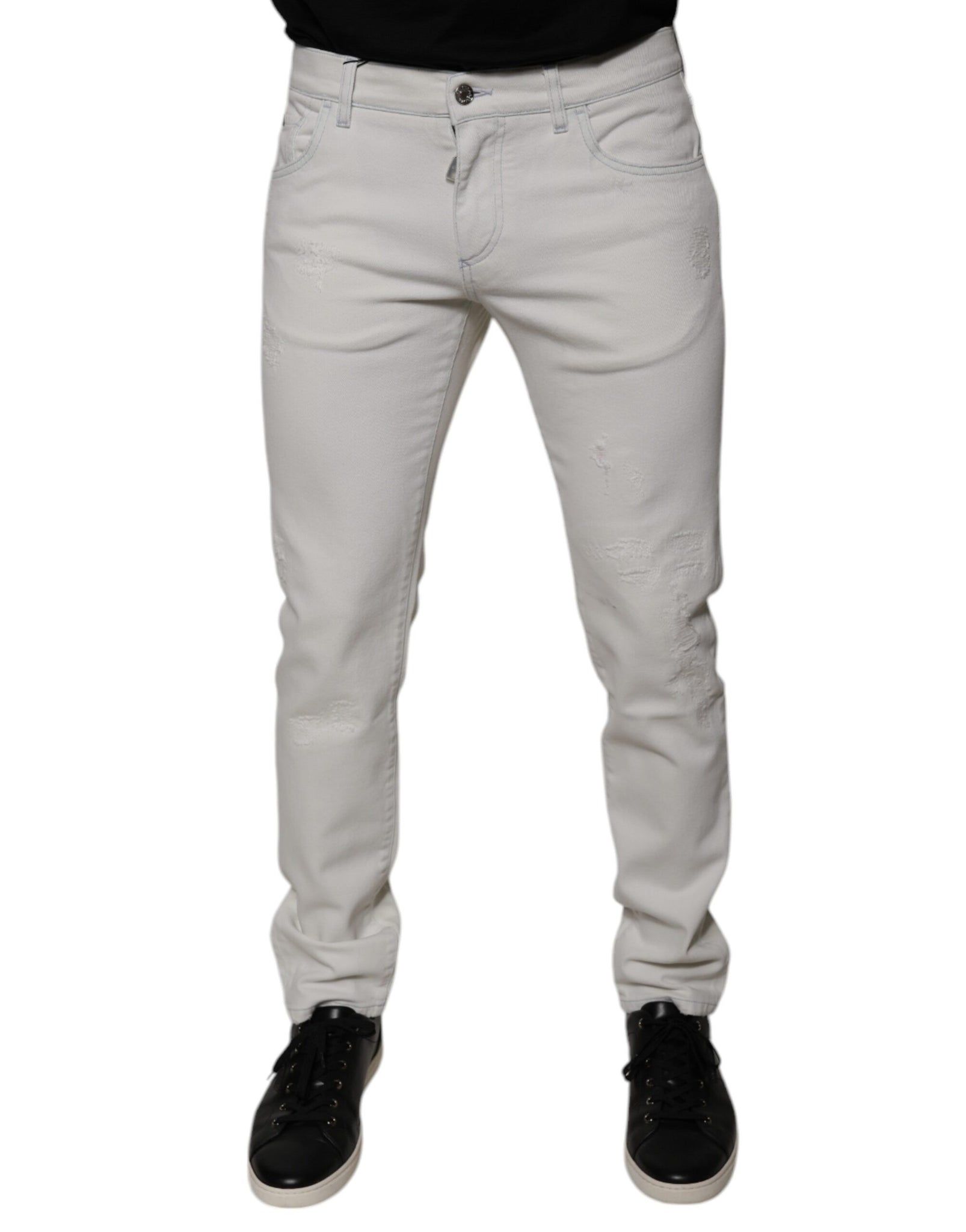 White Cotton Stretch Skinny Men Denim Jeans