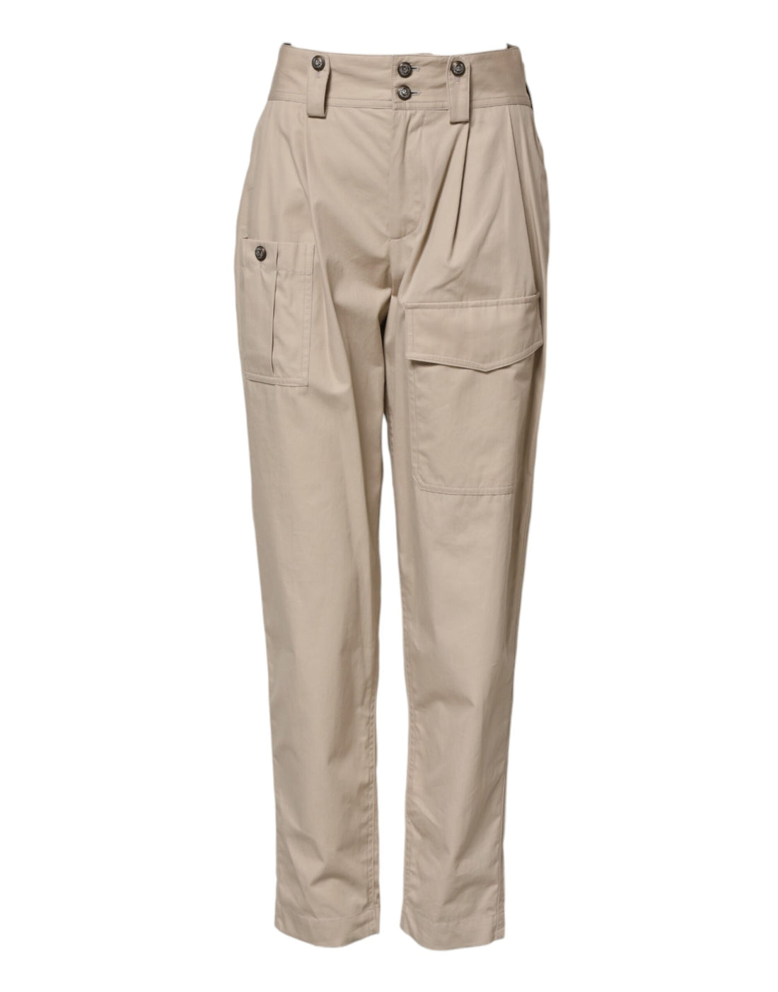 Beige Cotton Tapered Cargo Men Trouser Pants