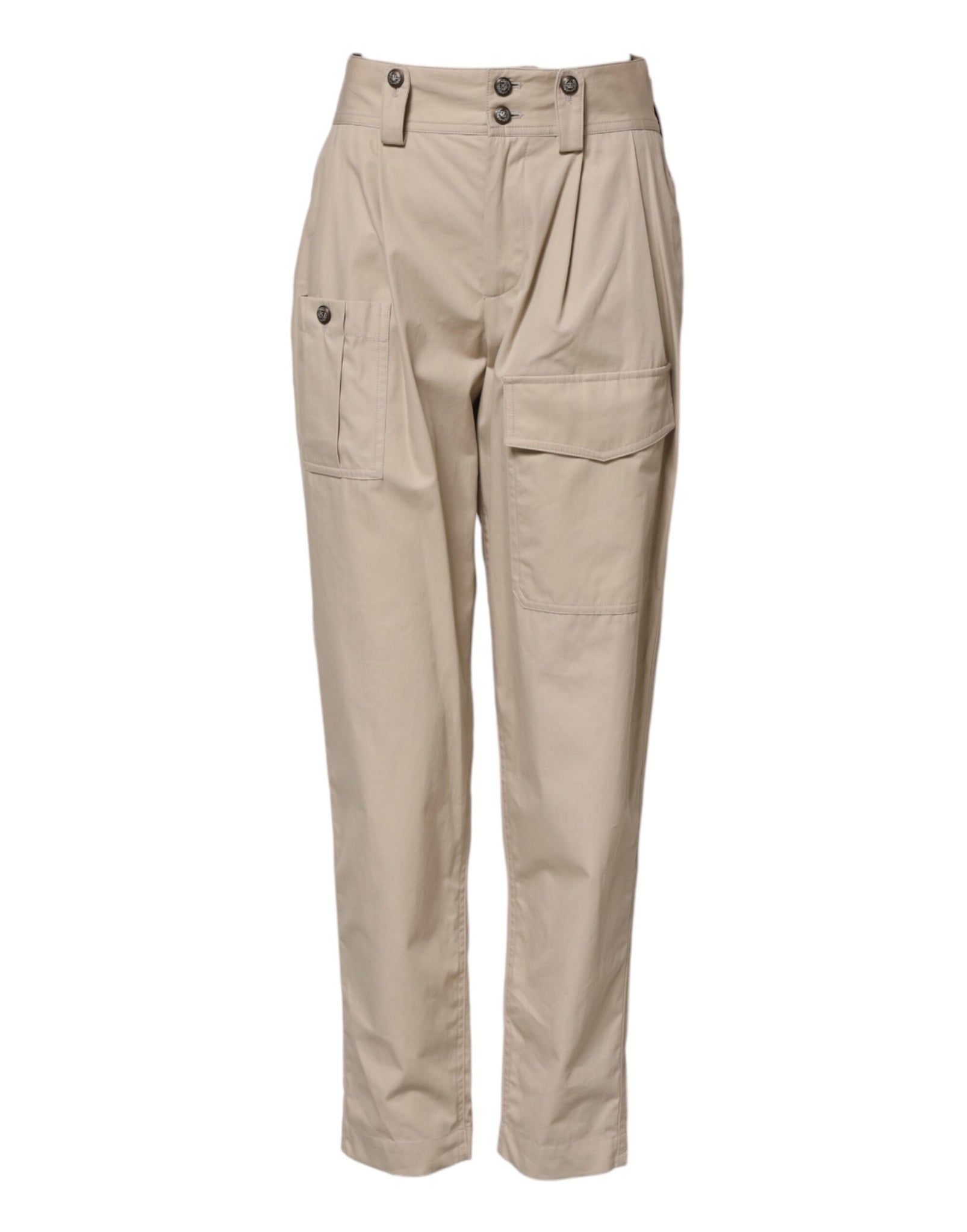 Beige Cotton Tapered Cargo Men Trouser Pants