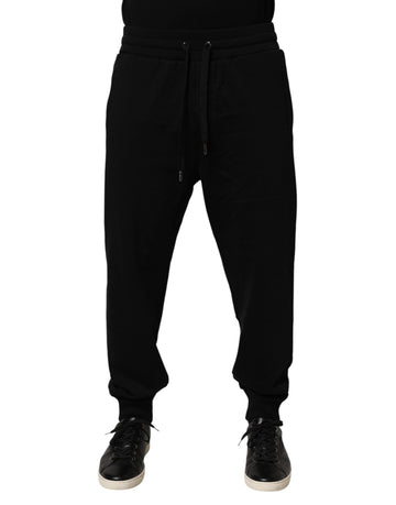 Black DG Logo Cotton Jogger Sweatpants Pants