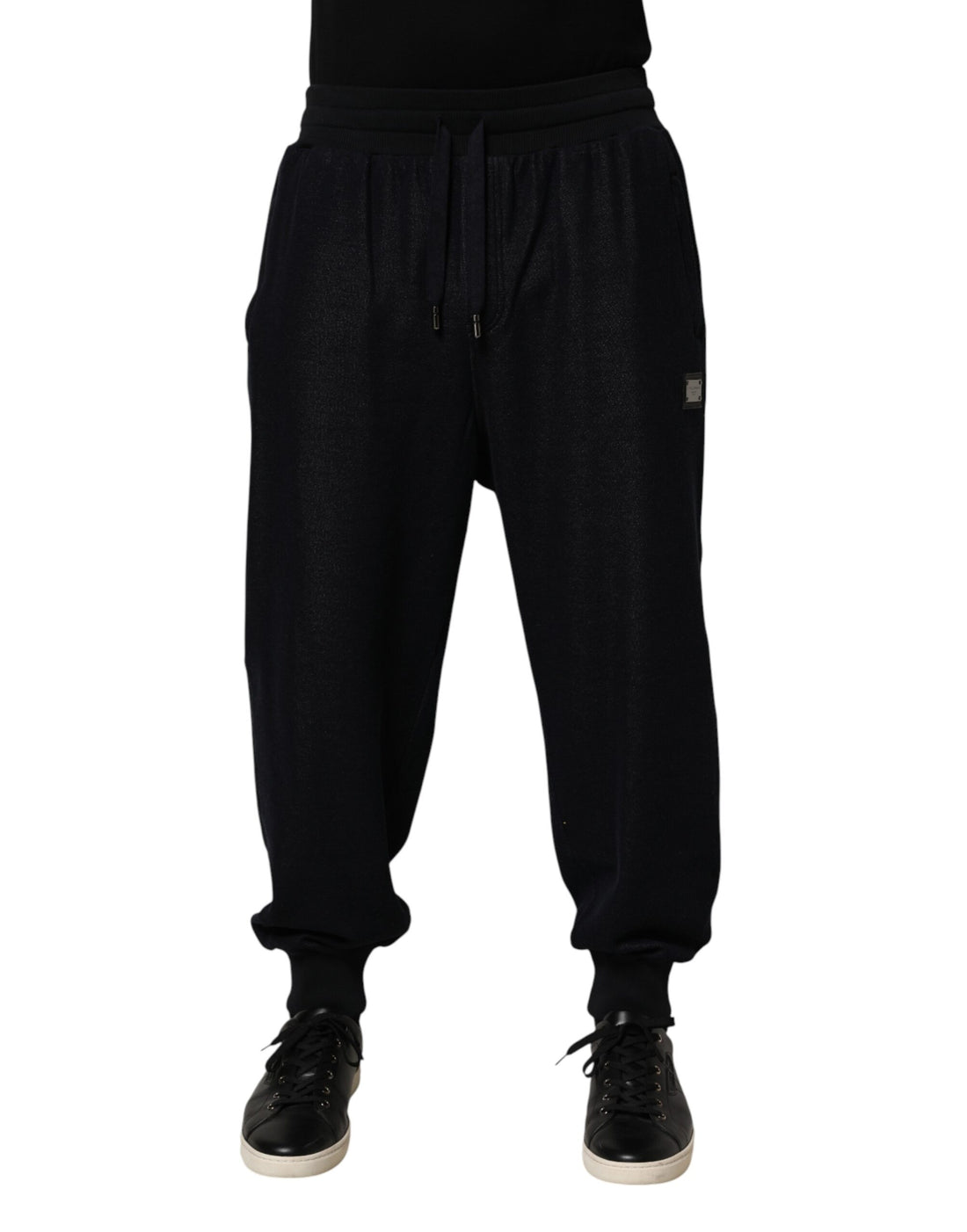 Black Cotton Blend Drawstring Jogger Jogger Pants