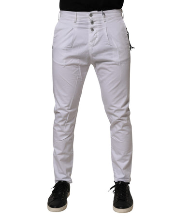 White Cotton Stretch Slim Fit Denim Jeans