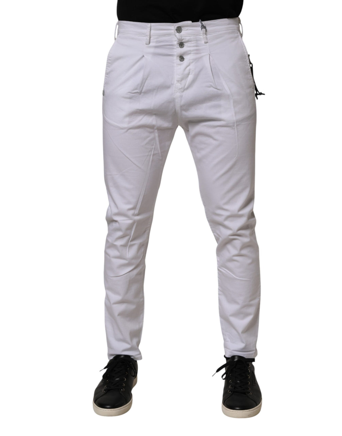 White Cotton Stretch Slim Fit Denim Jeans