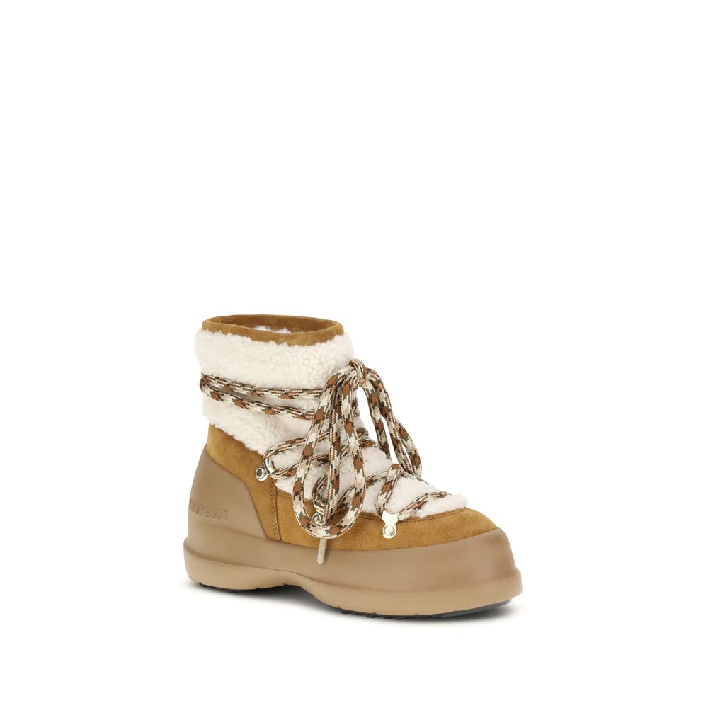 Beige Leather Ankle Boots