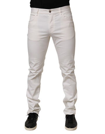 White Mid Waist Skinny Fit Denim Casual Trouser Jeans