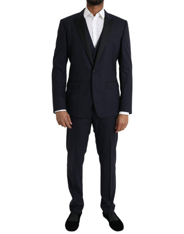 Blue Wool MARTINI 1 Button Men 3 Piece Suit