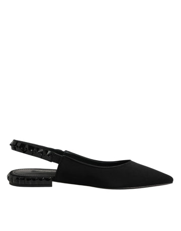Black Crystal Charmeuse Slingback Shoes