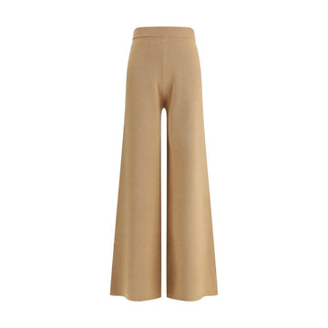 Beige Wool Casual Pants
