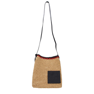 Beige Raffia Crossbody Bag