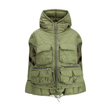 Green Nylon Sleveless Jacket