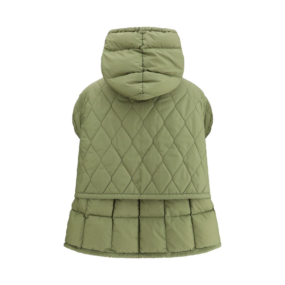 Green Nylon Sleveless Jacket