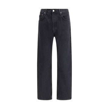 Black Cotton Straight-Leg Jeans