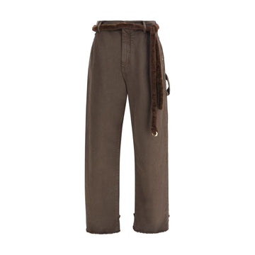 Brown Cotton Casual Pants