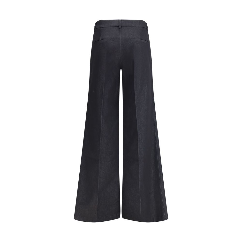 Black Polyester Flared Pants