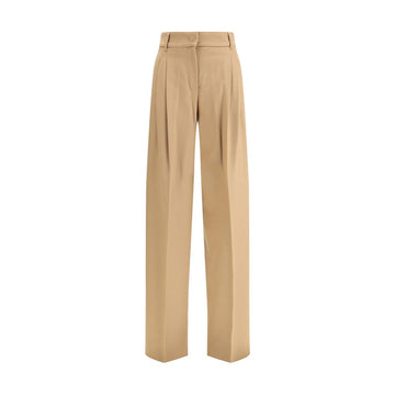 Beige Fleece Wool Casual Pants