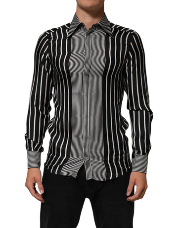 Black White Stripes Men MARTINI Dress Shirt