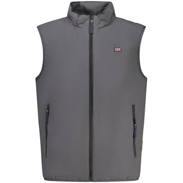 Gray Polyester Men Jacket