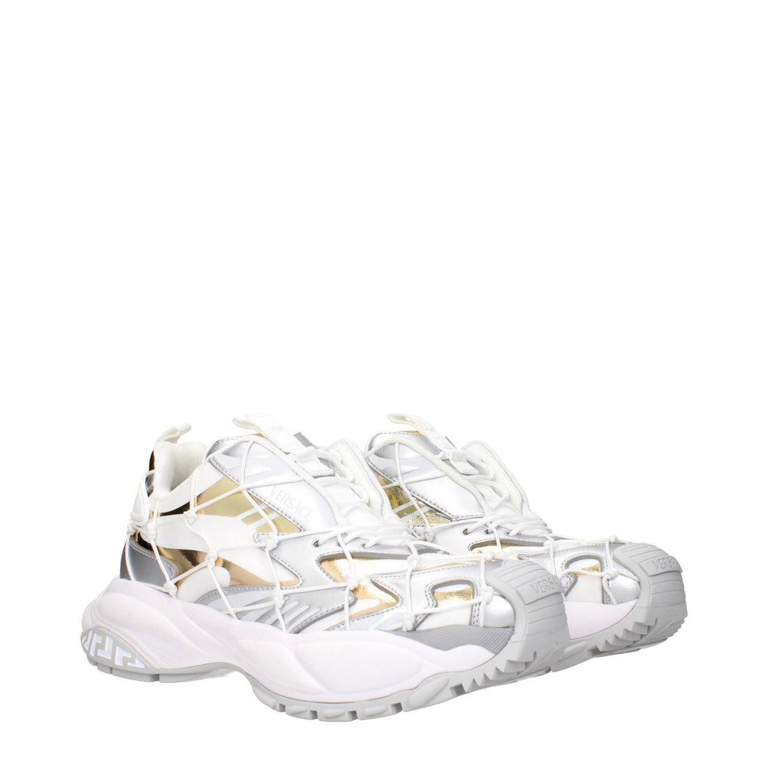 White Fabric Chunky Sneakers