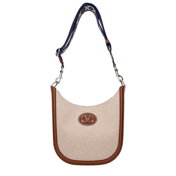 Beige Fabric Crossbody Bag