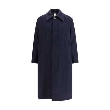 Blue Fleece Wool Coat