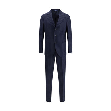 Blue Fleece Wool Two-Piece Suit