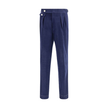 Blue Wool Casual Pants