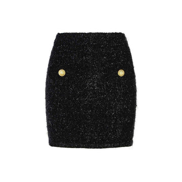 Black Cotton Mini Skirt