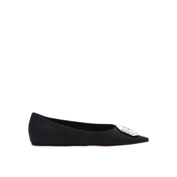 Black Silk Ballet Flats