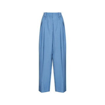 Blue Linen Casual Pants