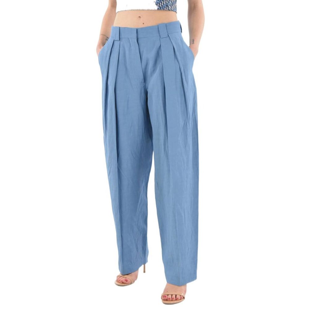Blue Linen Casual Pants