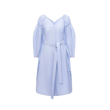 Blue Cotton Casual Dress