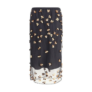 Black Polyamide Long Skirt