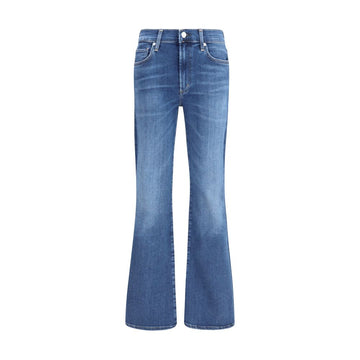 Blue Cotton Flared Jeans
