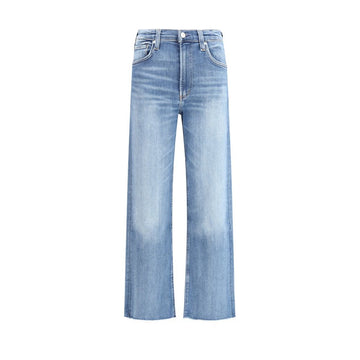 Blue Cotton Straight-Leg Jeans