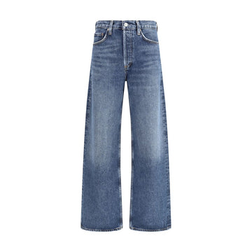 Blue Cotton Straight-Leg Jeans