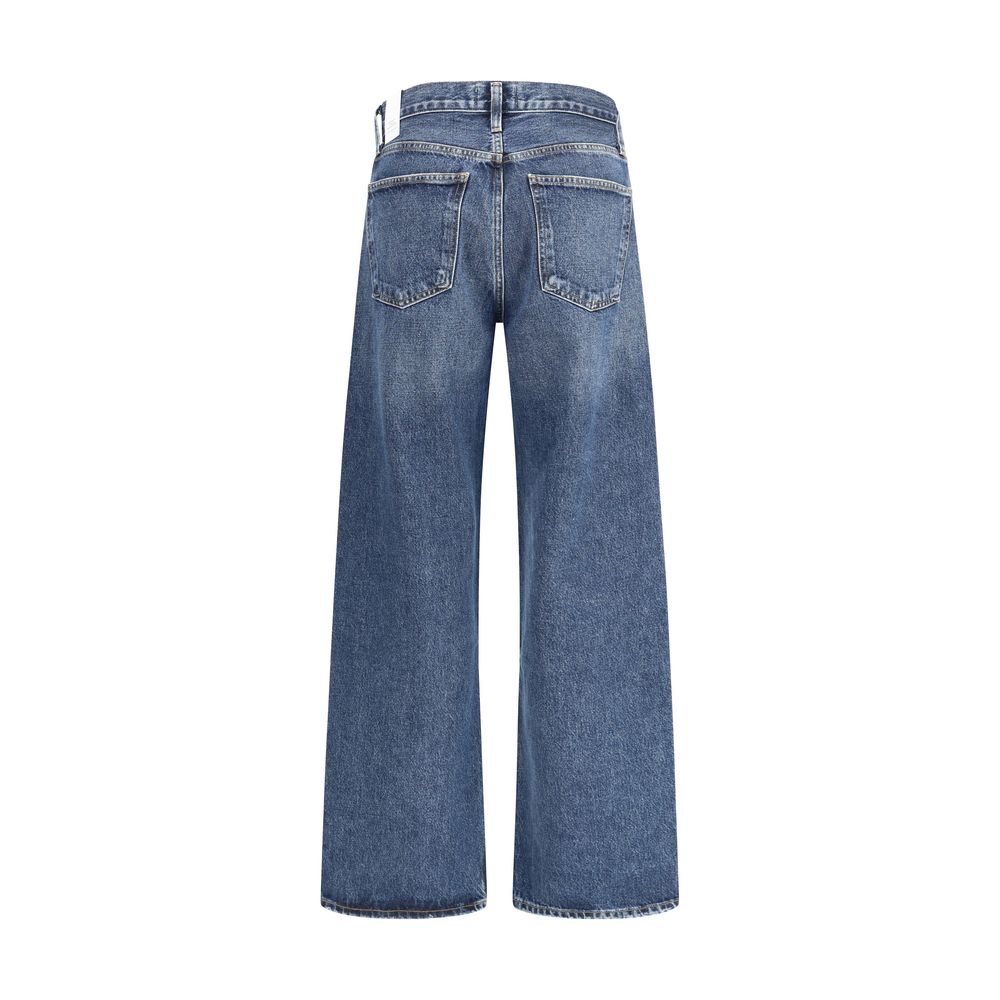 Blue Cotton Straight-Leg Jeans