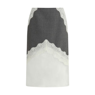 Gray Polyester Midi Skirt